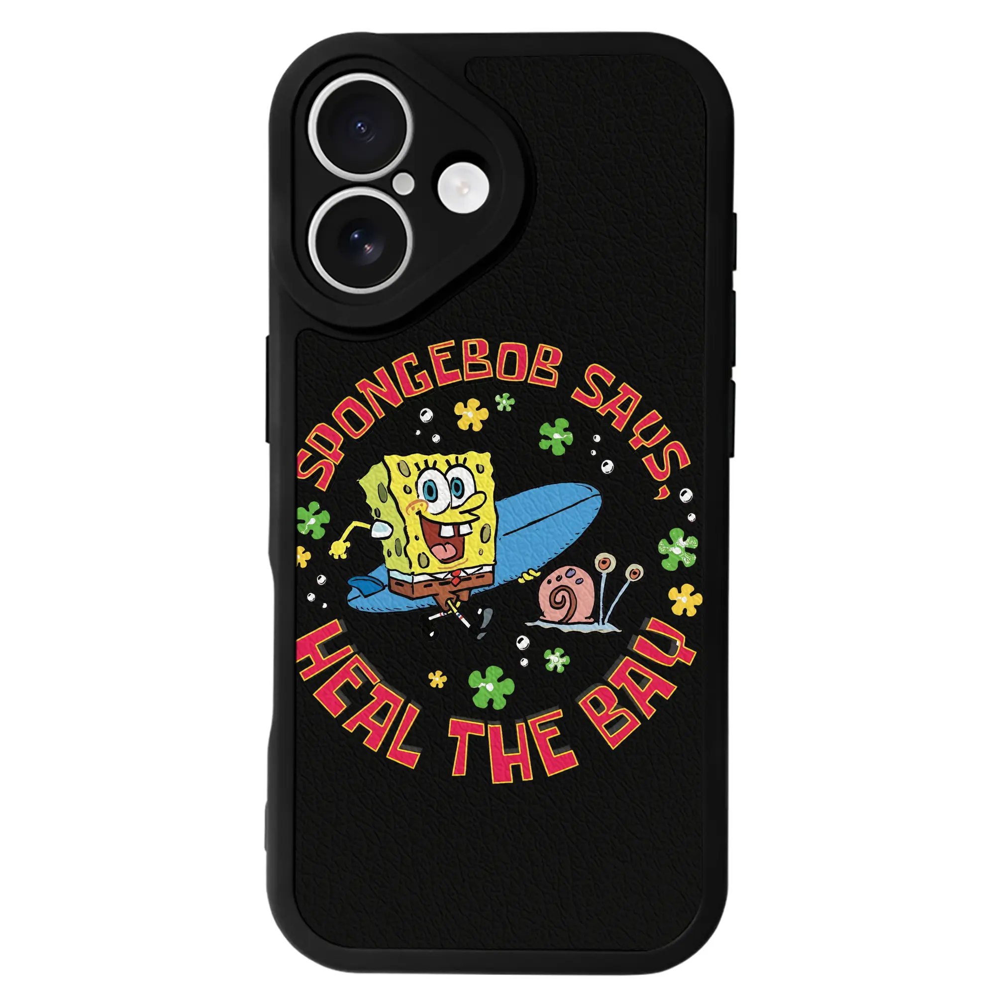 スポンジボブ グッズ スポンジボブ - IPhone 16シリーズ対応 ・ シリコンスマホケース ・ レザー調 ・ 高精度フィット ・ 耐衝撃 ・ ワイヤレス充電対応 ・ 精密カット